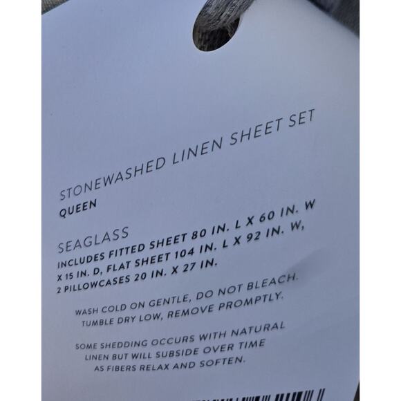 The Citizenry Stonewashed Linen Sheet Set Queen Seaglass – New - Picture 3 of 3